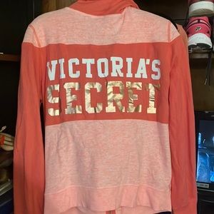 NWOT Victoria Secret pink coral zip up sweatsuit OS